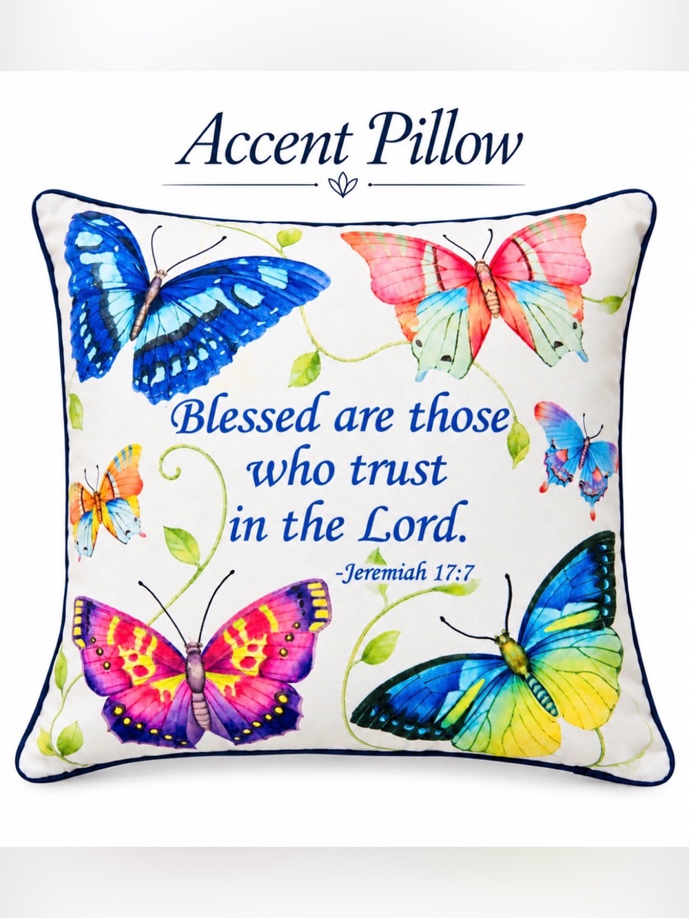 Accent Pillow Butterfly Design - Cream with Multicolor Faith-Inspired - Picture 1 of 3
